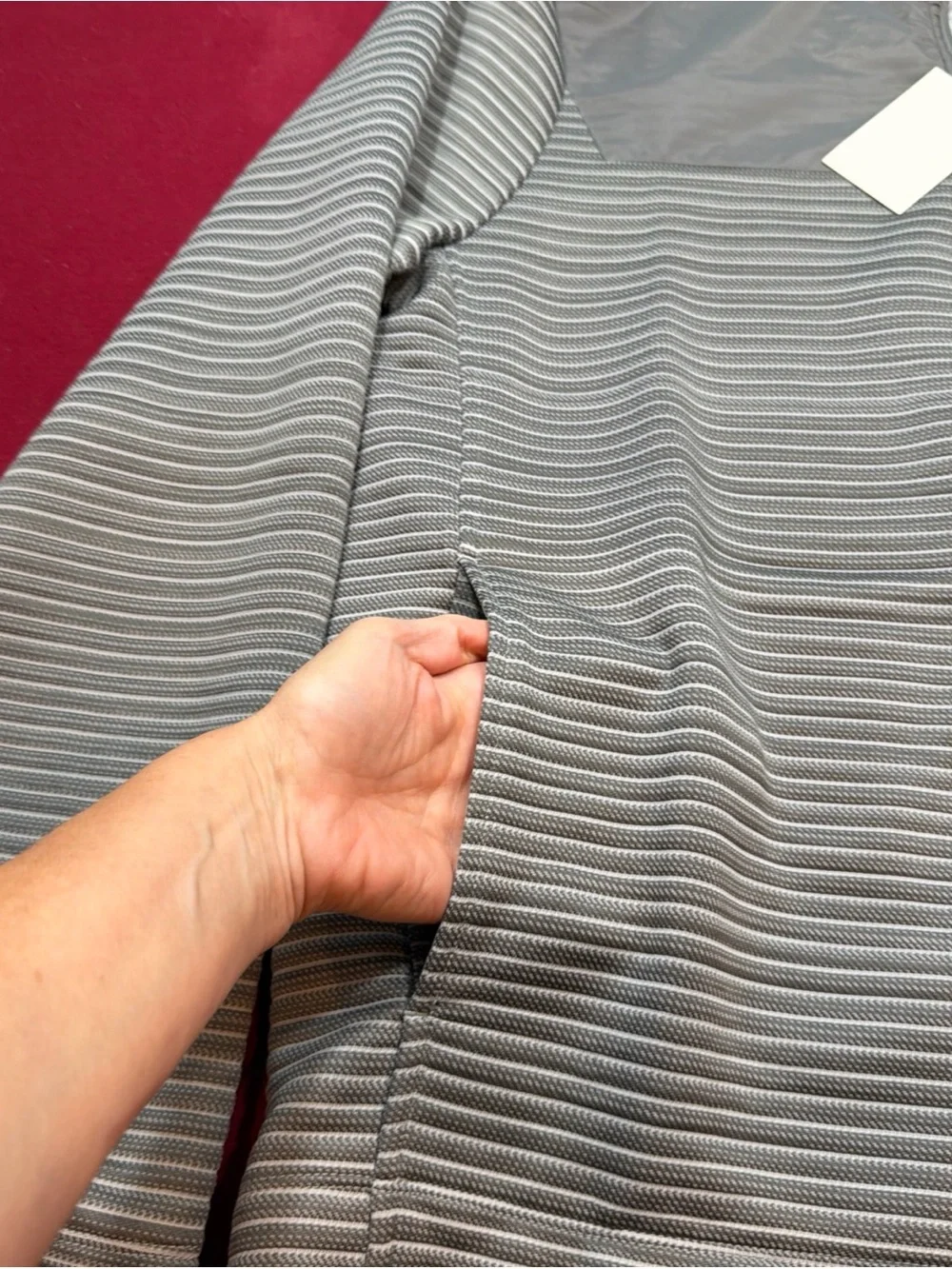 Perry Ellis NEW Men's L Gray striped Ribbed Full Zip Jacket Light Weight Pockets